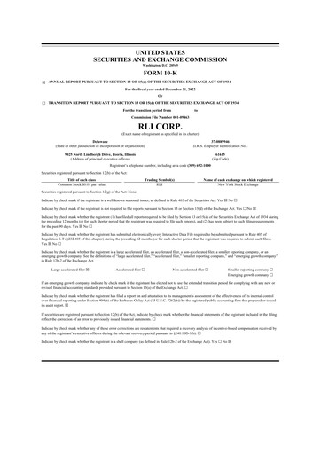 Thumbnail RLI Corp.
 10-K Annual Report 2022