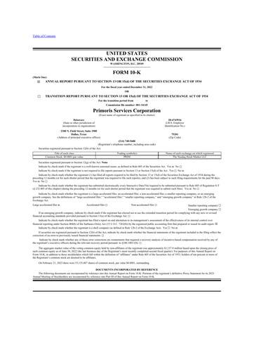 Thumbnail Primoris Services Corporation
 10-K Annual Report 2022