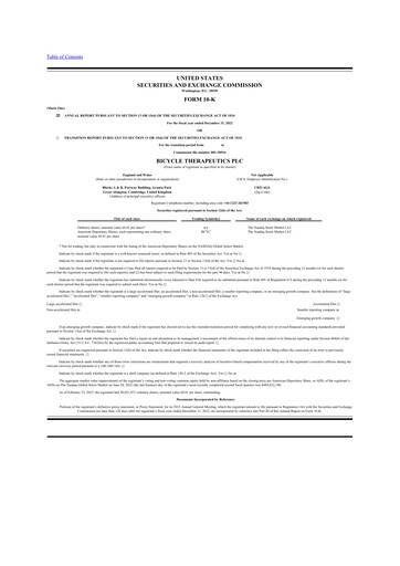 Vorschaubild Bicycle Therapeutics 10-K Jahresbericht 2022