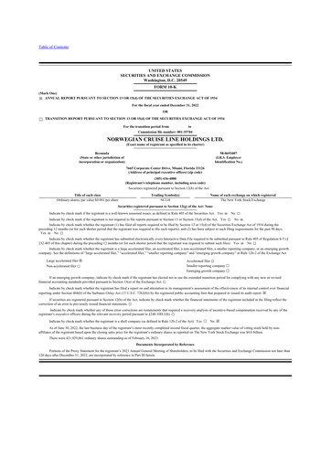 Thumbnail Norwegian Cruise Line
 10-K Annual Report 2022