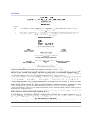 Thumbnail Reliance


 10-K Annual Report 2022