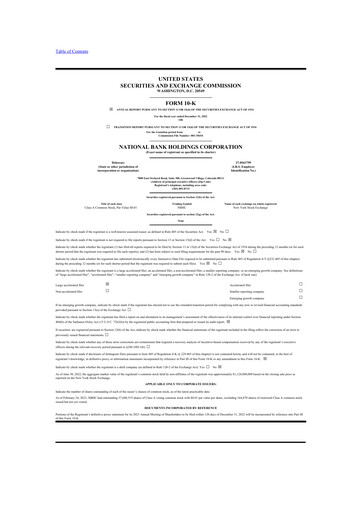 Thumbnail National Bank Holdings
 10-K Annual Report 2022