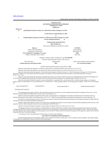 Thumbnail B&G Foods

 10-K Annual Report 2022