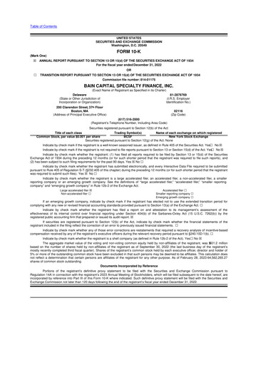 Vorschaubild Bain Capital Specialty Finance
 10-K Jahresbericht 2022