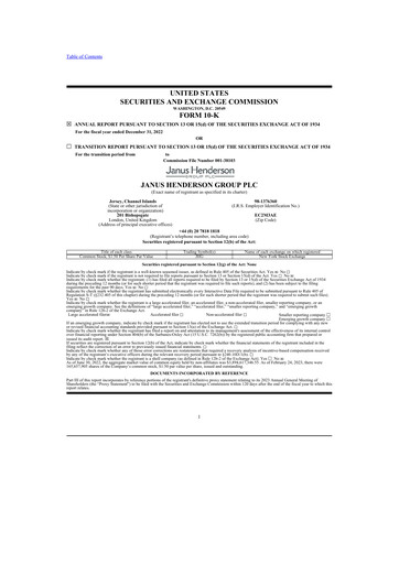 Thumbnail Janus Henderson
 10-K Annual Report 2022