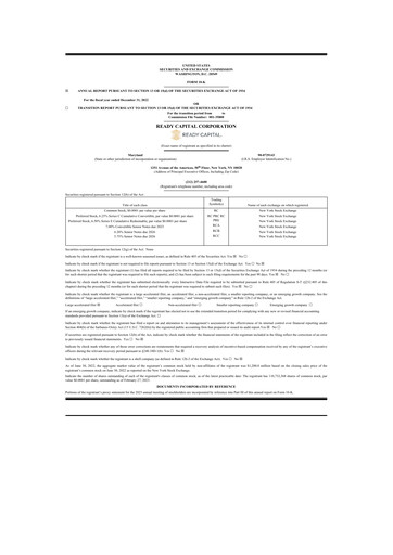 Thumbnail Ready Capital
 10-K Annual Report 2022