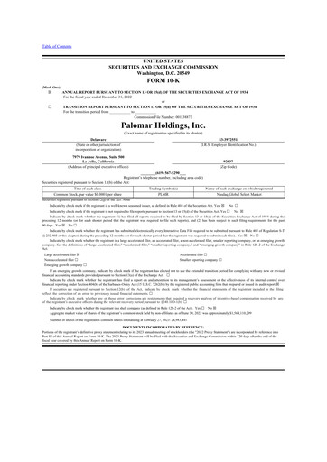 Thumbnail Palomar Holdings 10-K Annual Report 2022