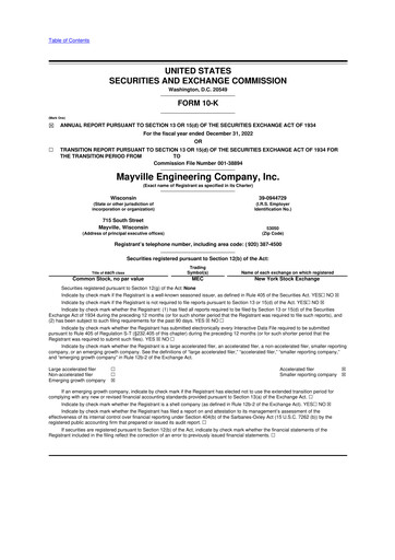 Thumbnail Mayville Engineering Company 10-K Annual Report 2022