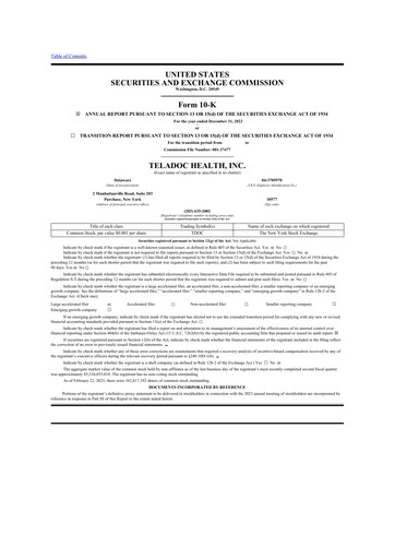 Thumbnail Teladoc Health
 10-K Annual Report 2022