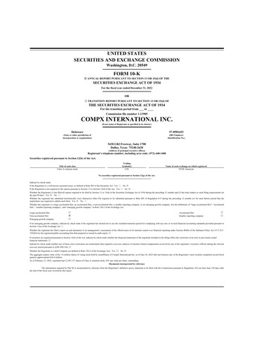 Thumbnail CompX International 10-K Annual Report 2022