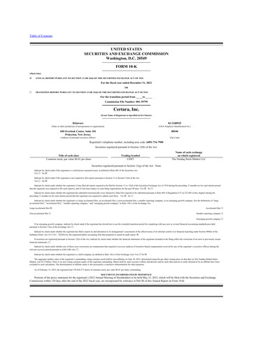 Thumbnail Certara 10-K Annual Report 2022