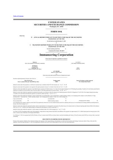 Thumbnail Immuneering 10-K Annual Report 2022