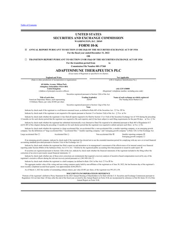 Thumbnail Adaptimmune Therapeutics 10-K Annual Report 2022