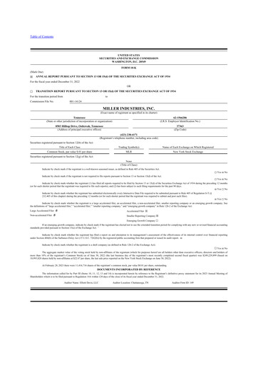 Thumbnail Miller Industries 10-K Annual Report 2022