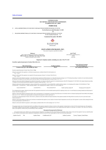 Vorschaubild Elevation Oncology 10-K Jahresbericht 2022