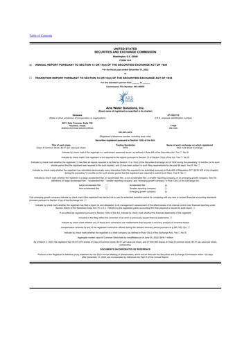 Thumbnail Aris Water Solutions 10-K Annual Report 2022