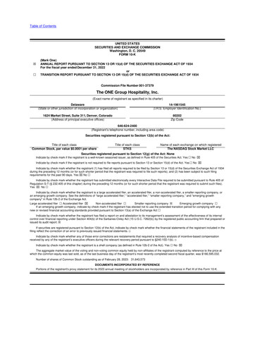 Thumbnail The ONE Group Hospitality 10-K Annual Report 2022