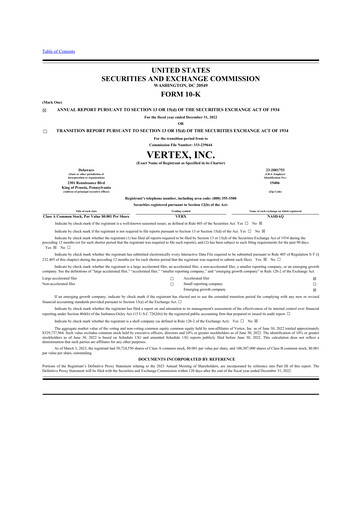 Thumbnail Vertex 10-K Annual Report 2022