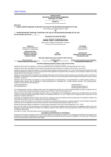 Thumbnail Bank First 10-K Annual Report 2022