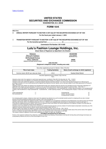 Thumbnail Lulu's Fashion Lounge 10-K Annual Report 2022