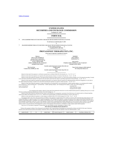 Vorschaubild Protagonist Therapeutics
 10-K Jahresbericht 2022