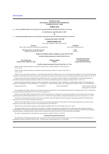 Vorschaubild Immunome 10-K Jahresbericht 2022