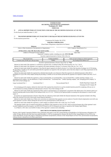 Thumbnail Liquidia Corporation 10-K Annual Report 2022