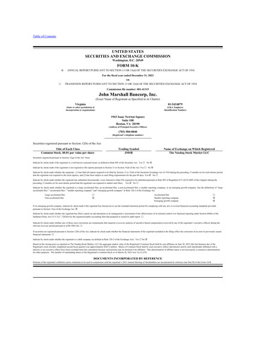 Thumbnail John Marshall Bancorp 10-K Annual Report 2022