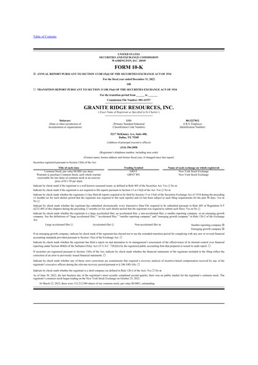 Vorschaubild Granite Ridge Resources 10-K Jahresbericht 2022