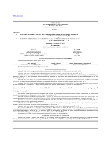 Thumbnail Trevena 10-K Annual Report 2022