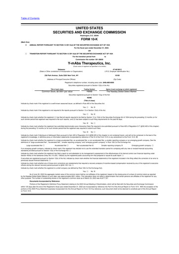 Thumbnail Y-mAbs Therapeutics
 10-K Annual Report 2022