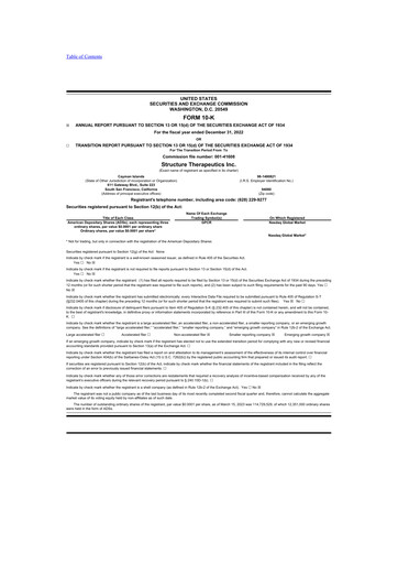 Thumbnail Structure Therapeutics 10-K Annual Report 