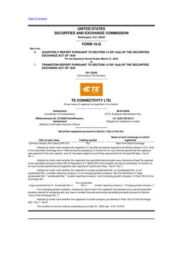 Thumbnail TE Connectivity
 10-Q Quarterly Report FY2023 