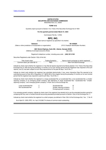 Miniature RPC, Inc. 10-Q Rapport trimestriel 2023 