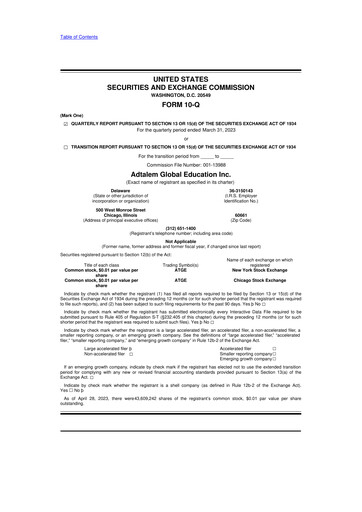 Miniature Adtalem Global Education
 10-Q Rapport trimestriel  