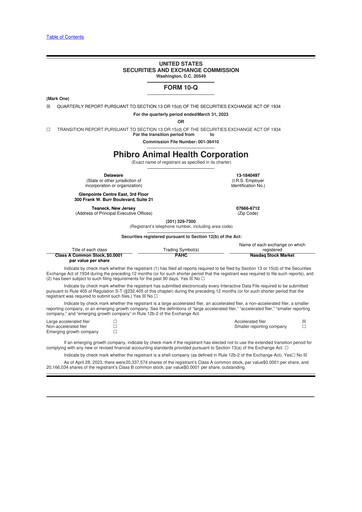 Thumbnail Phibro Animal Health
 10-Q Quarterly Report FY2023 