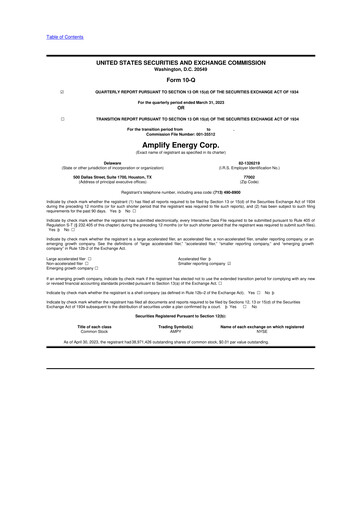 Vorschaubild Amplify Energy
 10-Q Quartalsbericht 2023 