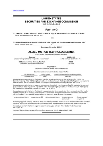 Thumbnail Allient 10-Q Quarterly Report FY2023 