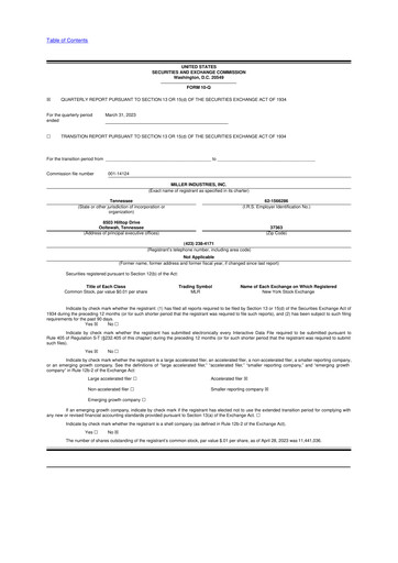 Thumbnail Miller Industries 10-Q Quarterly Report FY2023 