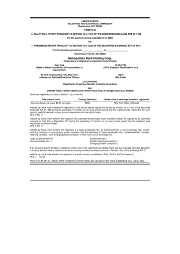 Thumbnail Metropolitan Bank Holding 10-Q Quarterly Report FY2023 