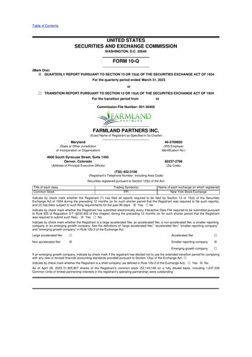 Thumbnail Farmland Partners
 10-Q Quarterly Report FY2023 