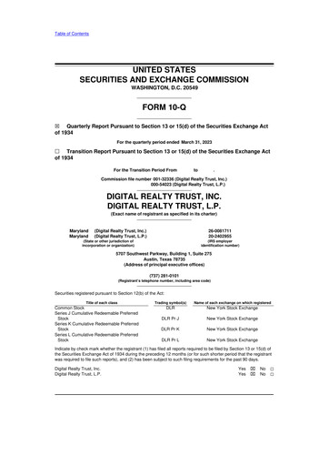 Thumbnail Digital Realty 10-Q Quarterly Report FY 