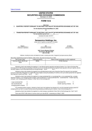 Vorschaubild Senseonics Holdings
 10-Q Quartalsbericht 2023 