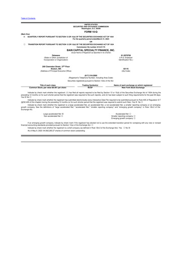 Vorschaubild Bain Capital Specialty Finance
 10-Q Quartalsbericht 2023 