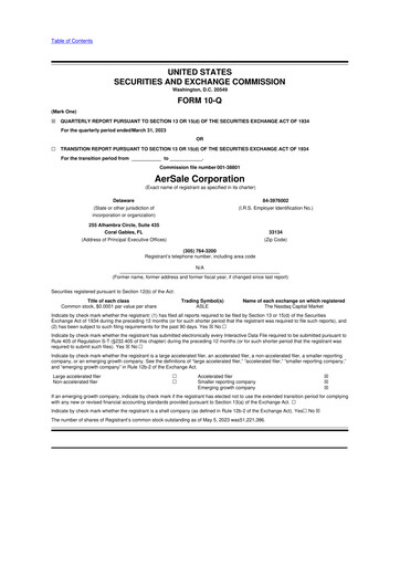 Vorschaubild AerSale 10-Q Quartalsbericht 2023 