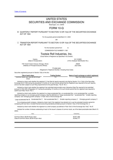 Thumbnail Tootsie Roll Industries
 10-Q Quarterly Report FY2023 