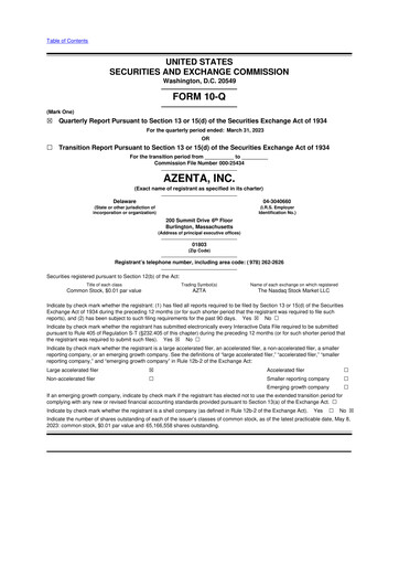 Vorschaubild Azenta 10-Q Quartalsbericht 2023 