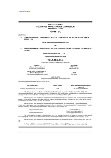 Vorschaubild TELA Bio 10-Q Quartalsbericht 2023 