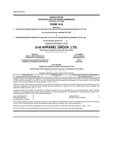 Vorschaubild G-III Apparel Group 10-Q Quartalsbericht 2023 