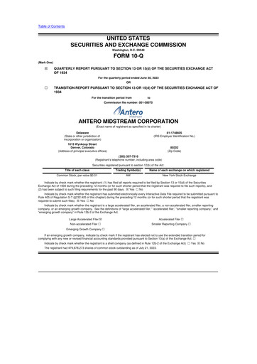 Thumbnail Antero Midstream
 10-Q Quarterly Report FY2023 